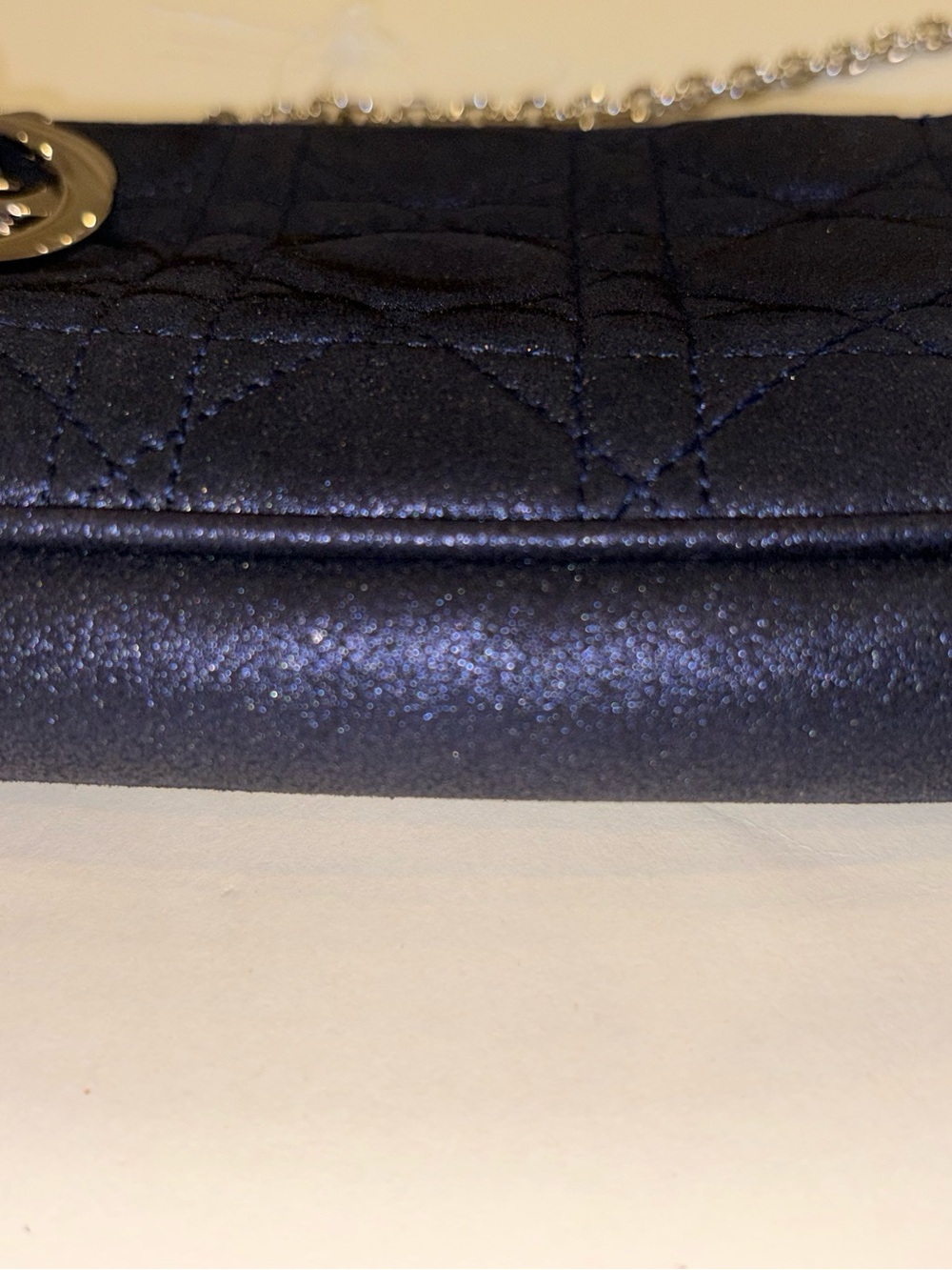 DIOR Metallic Navy Blue Mini Cannage Purse Silver tone Chain Strap Lady Dior - Picture 7 of 16